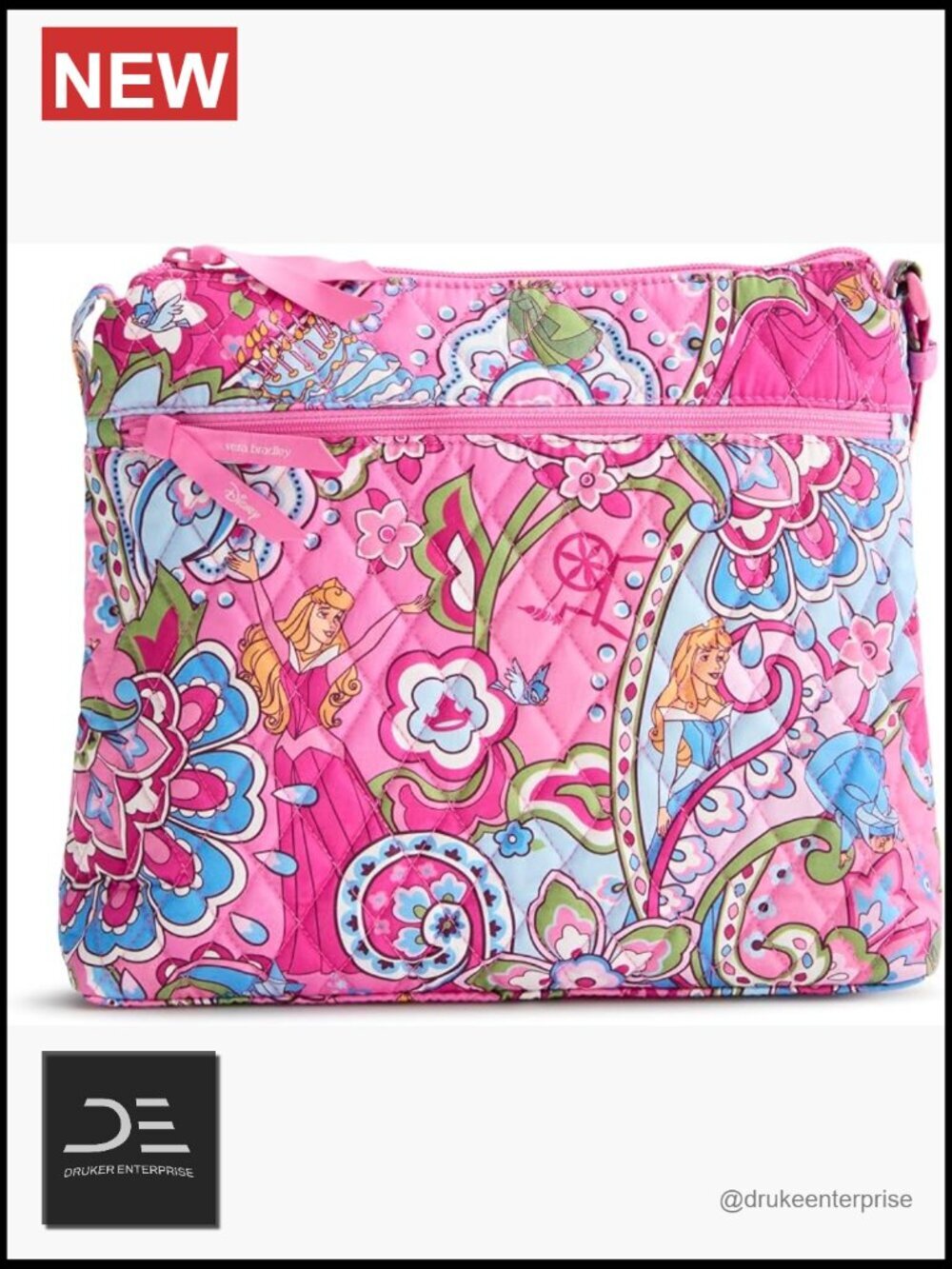 Premium Cotton Quilted Crossbody Bag with Three Zippered Compartments